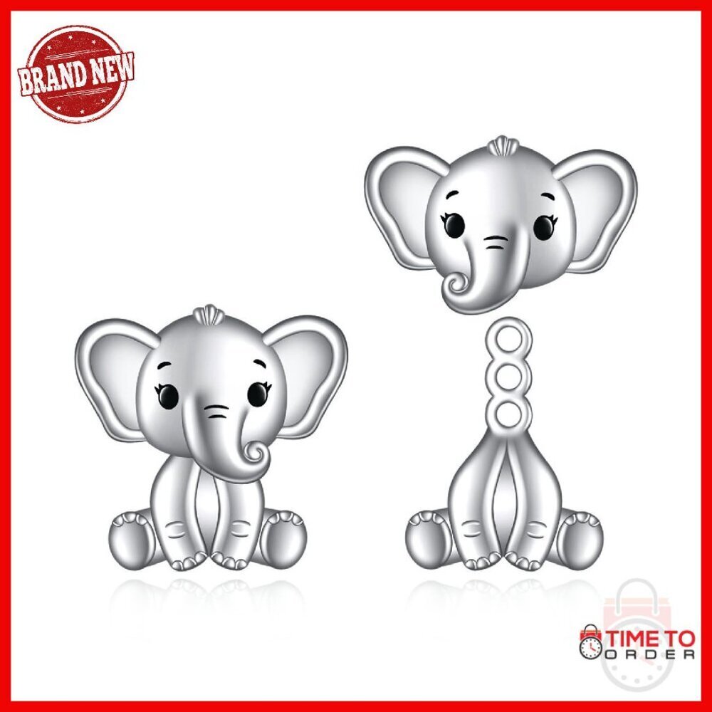 Sterling Silver Elephant Stud Earrings 18.4mm Hypoallergenic Jewelry Gift